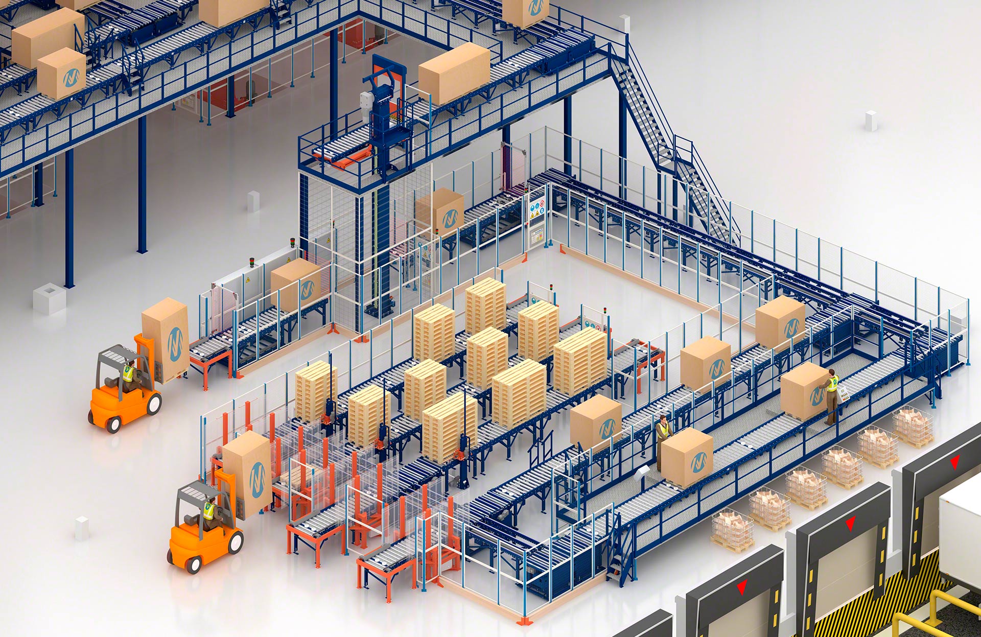 Vertical conveyor systems accelerate the automatic flow of pallets
