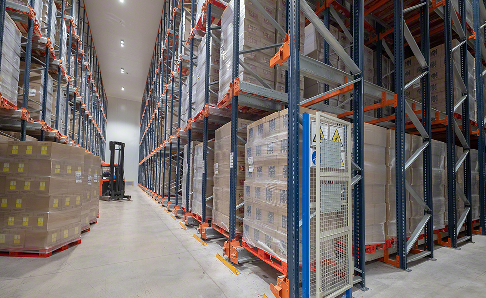 The racking makes full use of the cold storage space