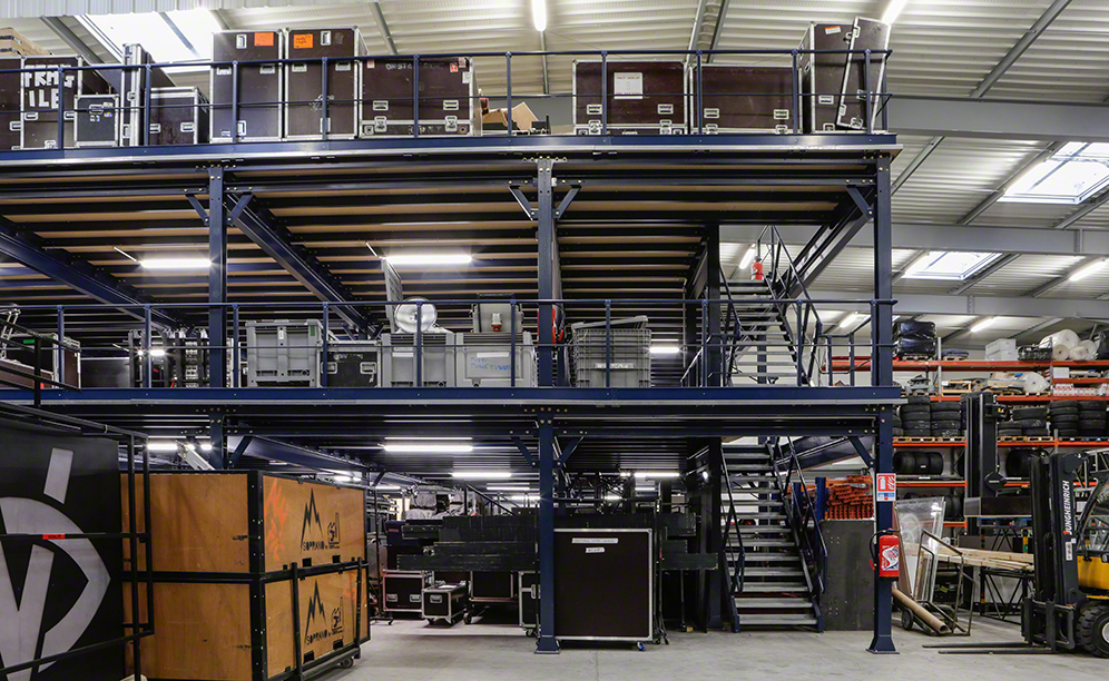 The mezzanine floor allows three times as much useful storage space