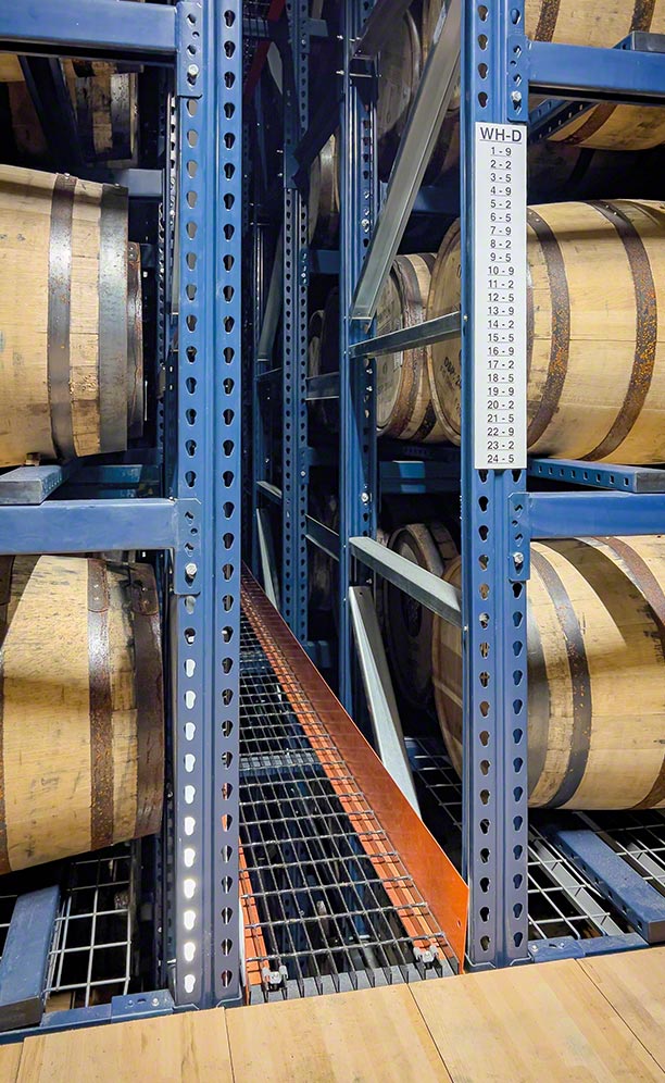 Barrel racking in Rabbit Hole Distillery’s warehouse in Louisville